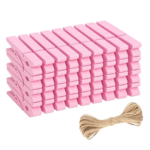 jijAcraft 2.9 Inch Large Clothes Pins - 50Pcs Wooden Clothespins - color: Baby Pink, size: 2.9 inch, 50 pcs