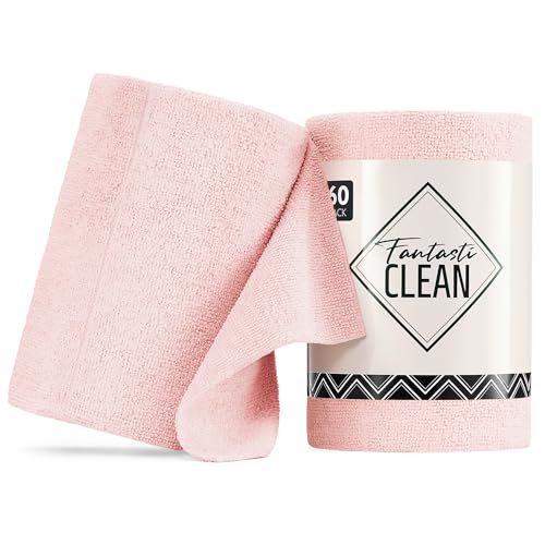 Fantasticlean Microfiber Cleaning Cloth Roll, Pink, 60 Pack, 8" x 8" - color: Pink