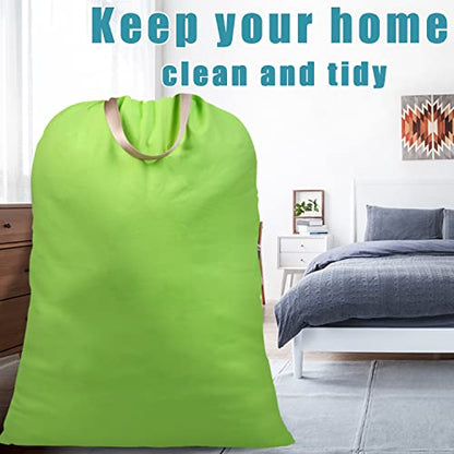LOLOMLO Extra Large Canvas Laundry Bags with Handles & Drawstring Closure, Heavy Duty Tears Resistant Clothes Storage Travel Bags,25.5"x34",Green - color: Green