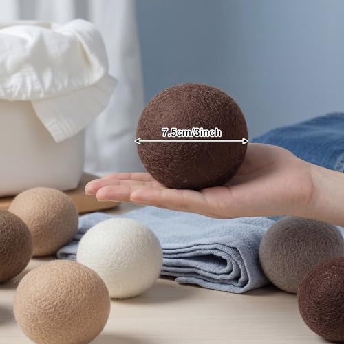 WILLBOND 10 Pcs Wool Dryer Balls Bulk 3 Inch Laundry Reusable Colored Anti Static Wool Balls Natural No Lint Fabric Softener Dryer Sheets Replaces for Reducing Wrinkles Save Drying Time(Neutral) - color: Neutral