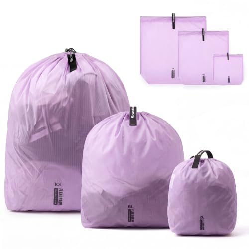 P.travel 3 Pack Travel Laundry Bags for Suitcases, Lightweight Water-Resistant Drawstring Bags for Dirty Clothes, 3 Sizes Reusable Luggage Organizer Bags for Travel, Gym & Swim, Purple - color: Purple