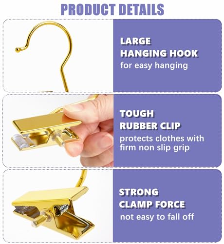 Amber Home 24 Pack Gold Boot Clips for Closet, Clothes Pins