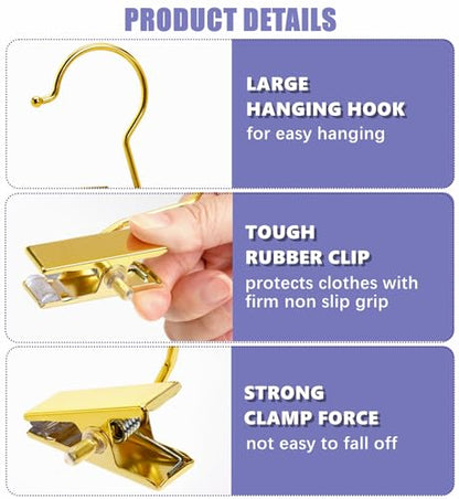 Amber Home 24 Pack Gold Boot Clips for Closet, Clothes Pins