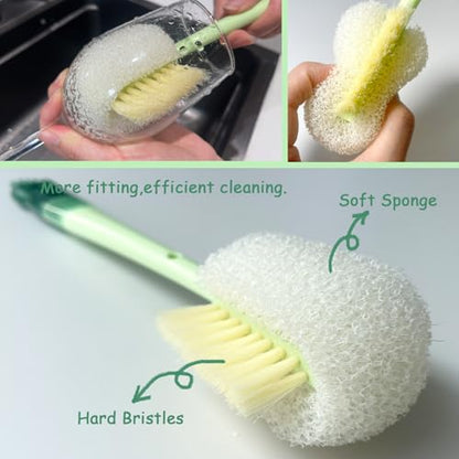 2 Pcs Water Bottle Brush Cleaner Set, 5 in One Bottle Cleaning Brush - color: Green