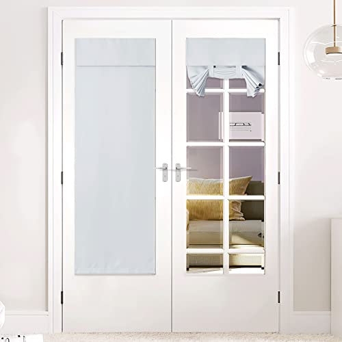NICETOWN Greyish White Blackout French Door Curtain Window Cover - color: Greyish White, size: 26"W x 72"L (Pack of 1)