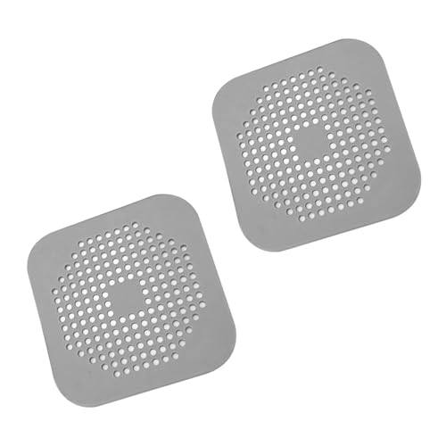 5.7 Inch Large Shower Drain Hair Catcher (2-Pack) - Silicone Square Flat Drain Cover, Fits 5" and 6" Standard Shower Drains, Extra Large Hair Catcher for Bathroom Bathtub & Kitchen Sink - Gray - color: Grey(2pcs)
