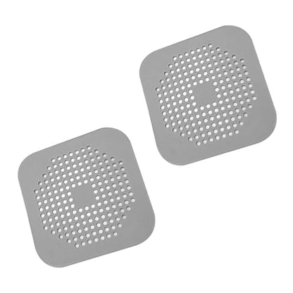 5.7 Inch Large Shower Drain Hair Catcher (2-Pack) - Silicone Square Flat Drain Cover, Fits 5" and 6" Standard Shower Drains, Extra Large Hair Catcher for Bathroom Bathtub & Kitchen Sink - Gray - color: Grey(2pcs)
