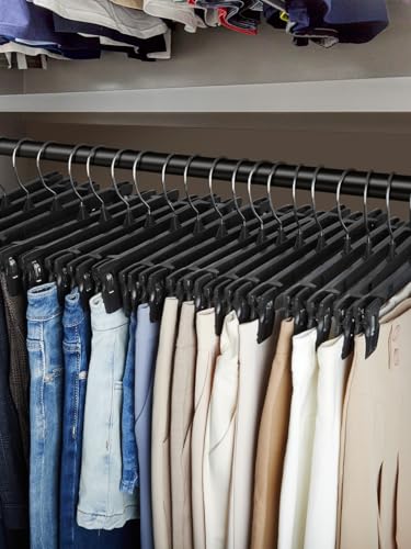Smartor Black Pants Hangers 90 Pack, Skirt Hangers with Clips, 14 Inch - color: 90 Pack, size: 14