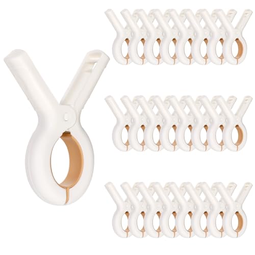 Frcctre 30 Pack Beach Towel Clips, Heavy-Duty Plastic Clothes Pins Quilt Drying Clips, Windproof Strong Grip Plastic Clothespins for Beach Towels, Blankets, Dry on Clothesline and Hanging Rack