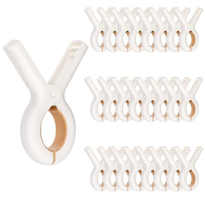 Frcctre 30 Pack Beach Towel Clips, Heavy-Duty Plastic Clothes Pins Quilt Drying Clips, Windproof Strong Grip Plastic Clothespins for Beach Towels, Blankets, Dry on Clothesline and Hanging Rack