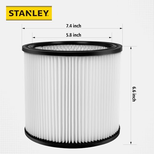 Stanley High Efficiency Shop Vac Filter, Fits Most 5-18 Gal Vac, 08-2566B - style: High Efficiency Filter