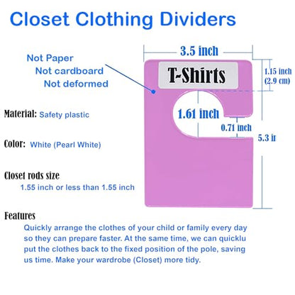 32 Pack White Clothing Rack Size Dividers Plus 75 Labels (1 Inch) and 30 Large Blank Labels, Large Rectangular Clothing Closet Dividers (Purple) - color: Purple, size: 32 PACK