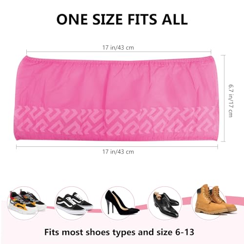squish 200 Pack Shoe Covers Disposable Non-Slip, Pink Non-Woven Fabric Boot Covers for Indoors Breathable Slip Resistant Durable Boot&Shoes Cover, Protector Covers Fits Virtually Most Shoes - color: Pink