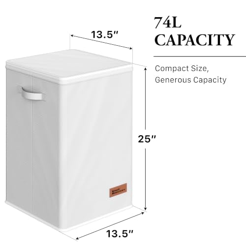 Simple Houseware Foldable Laundry Hamper Basket with Lid and Bag, Pink - color: White