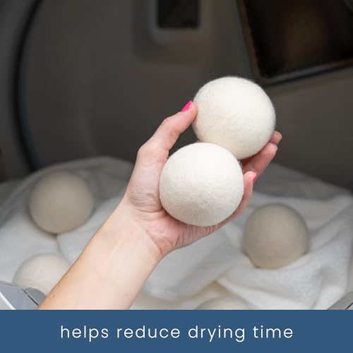 S&T INC. XL New Zealand Wool Dryer Balls, Fabric Softener for Laundry, Natural White, 2.9 in, 6 Pack