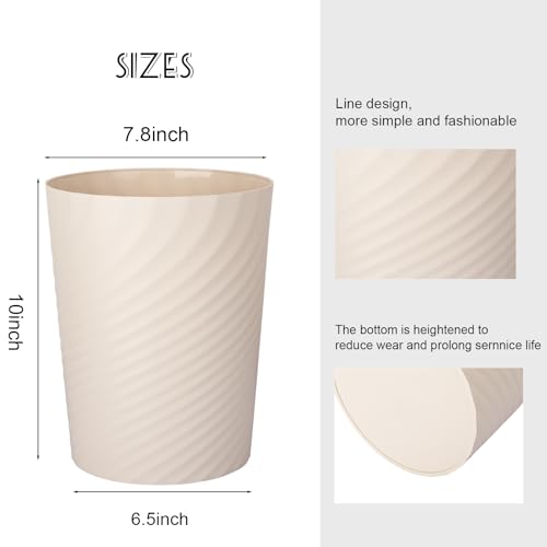 Plastic Small Bathroom Trash Can Wastebasket Garbage Can, Beige, 2 Pack - color: Beige, size: 1.8 Gallon/2 Pack
