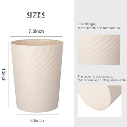 Plastic Small Bathroom Trash Can Wastebasket Garbage Can, Beige, 2 Pack - color: Beige, size: 1.8 Gallon/2 Pack