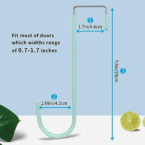 FYY Over the Door Hooks, Single-Hanger 4 Pack, Fits Doors 1.6" Green - color: A Light Green, size: Long, style: 4 Pack