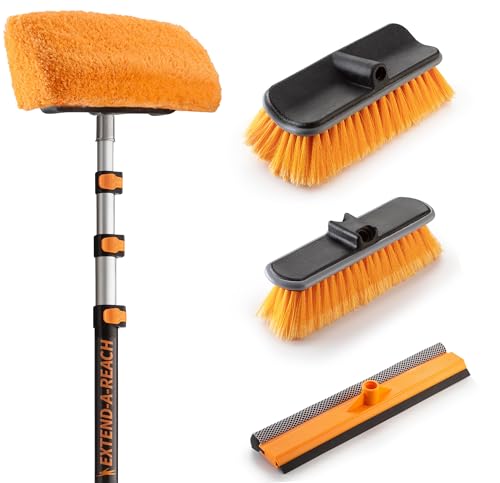 20 Foot Exterior House Cleaning Brush Set with 4-12 ft Extension Pole - size: 12 feet