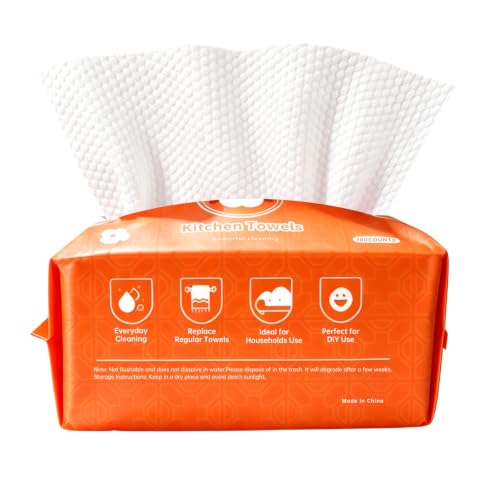 Disposable Cleaning washcloths, 100 Pack 2-Ply Reusable Paper Towels, Square Cleaning Cloths, Disposable Wash Cloths for Kitchen Grease, Spills and Everyday Messes