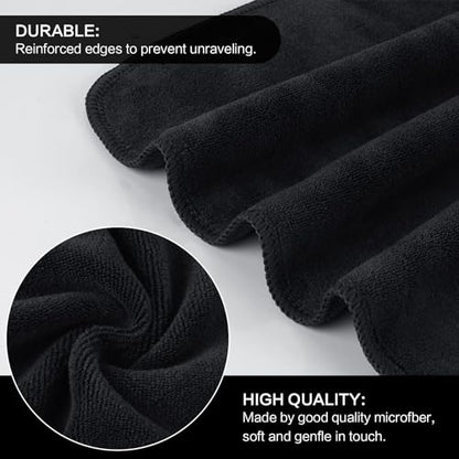 SINLAND Microfiber Facial Cloths Fast Drying Washcloth 12inch x 12inch Absorbent Face Wash Cloth Soft Makeup Remover Cloths - color: Black-1, size: 1 Count (Pack of 2)