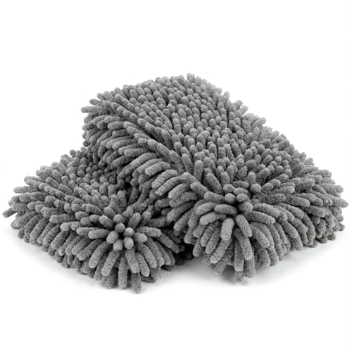 RAINFLOW Microfiber Car Wash Pads 2 Pack - Chenille Cleaning Cloths for Car