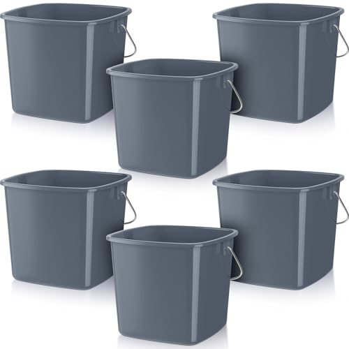 Zhehao 6 Pcs 3 Quart Small Sanitizer Cleaning Bucket, Gray - color: Gray