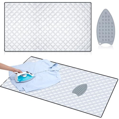 Tigeen Extra Large Ironing Mat 54" x 32", Foldable Ironing Blanket for Countertop Tabletop Washer & Dryer, Thick Double-Sided Ironings Pad with Silicone Iron Rest, Portable Ironings Board Alternative