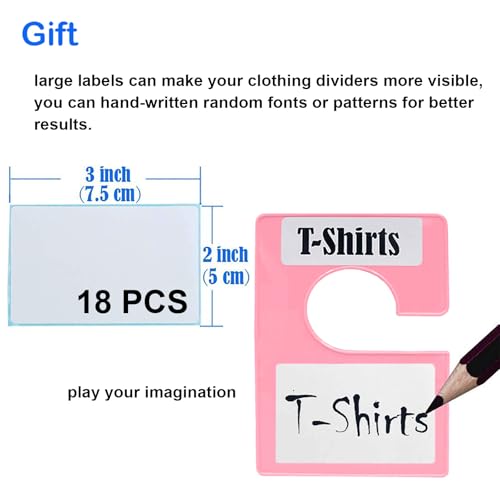 32 Pack White Clothing Rack Size Dividers Plus 75 Labels (1 Inch) and 30 Large Blank Labels, Large Rectangular Clothing Closet Dividers (Pink) - color: Pink, size: 32 PACK