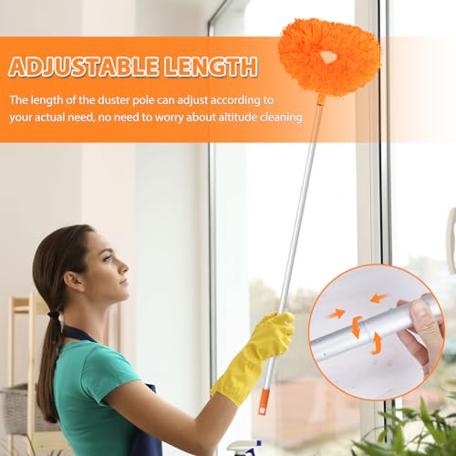 FONUNO Ceiling Fan Cleaner Duster High Ceiling Extended Fan Blade Cleaner - color: Orange