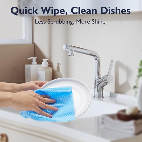 60Pack Disposable Dish Cloths for Kitchen,13.8x15.7"Cleaning Wipes - color: Blue