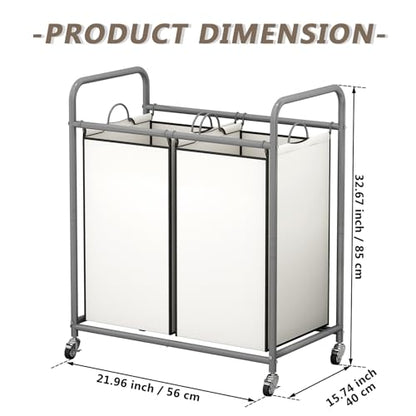 SUOERNUO Laundry Hamper with Lockable Wheels and 2 Removable Bags - color: Beige