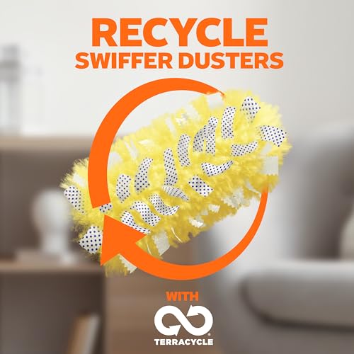 Swiffer Duster Kit with 6 ft Super Extendable Handle, Heavy Duty Starter Kit, Microfiber, White, with 8 Refills