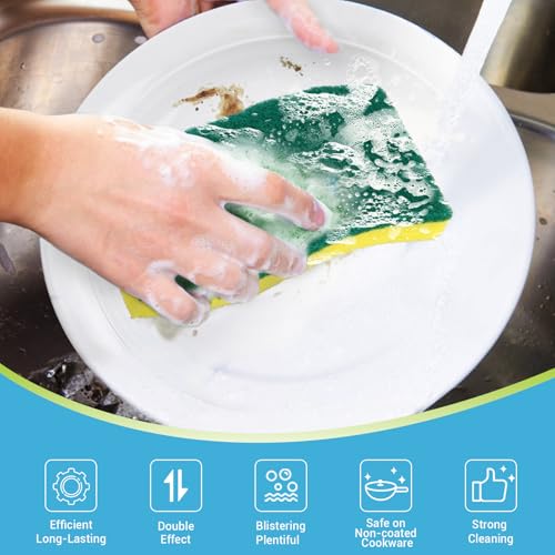 AIDEA XL Scrub Sponges Kitchen 24Count, Heavy Duty Sponges for Dishes - color: Green-extra Large