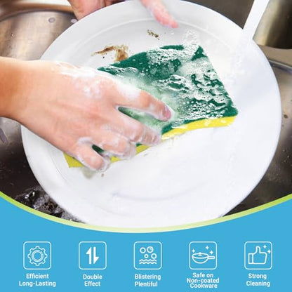 AIDEA XL Scrub Sponges Kitchen 24Count, Heavy Duty Sponges for Dishes - color: Green-extra Large