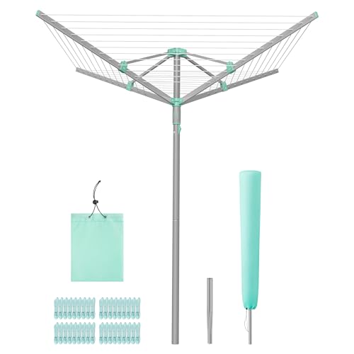 SONGMICS Umbrella Drying Rack, Foldable Outdoor Clothesline for 4 Loads - size: 54.8"D x 54.8"W x 71.7" H, style: Standard (Steel)
