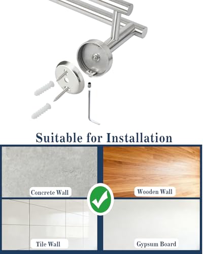Alise Double Towel Bar,28" Towel Racks for Bathroom Wall Mounted,Nickel - color: Brushed Nickel, size: 28-Inch (2-Bars)