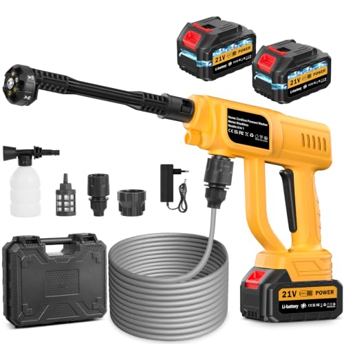 Cordless Portable Washer, Handheld Washer, Battery Operated Washer for Car Home Outdoor Patio Garden, Lightweight Car Washer,with 5M Elastic Hose - color: yellow02