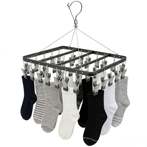 Pants Hanger Clothes Laundry Drying Rack with Clip Metal Black - color: Black