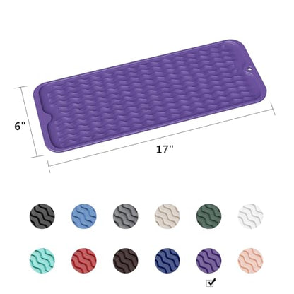 ZLR Small Dish Drying Mat for Kitchen Counter, 6"x17", Meadow Violet - color: Meadow Violet, size: 17" x 6"