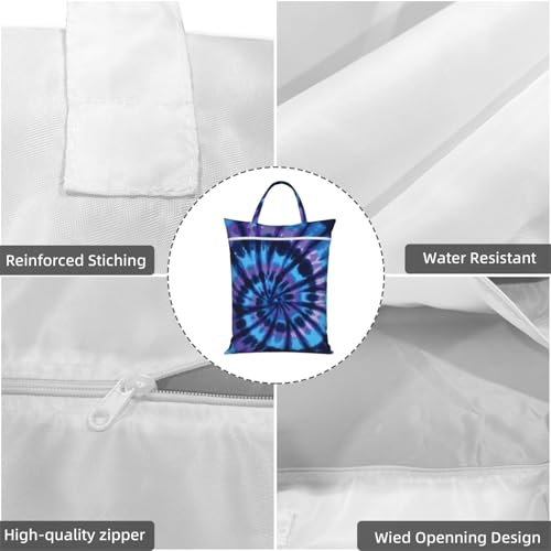 Tie Dye Blue Purple Travel Laundry Bags Cloth Diaper Wet Bags Handle Washable Dirty Clothes Bags Wet Dry Bag Suitcase Gym Swimming Pool College Dorm Wet Bag - color: 1 PC7, size: One Size