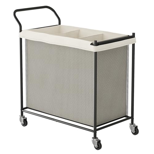 Laundry Hamper 3 Section, Laundry Basket with Wheels-165L, Removable Washable Bags, Height-Fitted Rolling Laundry Cart for Laundry Room & Bedroom - size: 165L(3-Section)