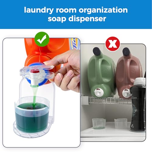 Laundry Detergent Dispenser Cup Holder & Nozzle Force-Saving Switch, Drip Catcher, Soap Dispenser, laundry room organization decor (Clear 2 Pack) - size: Clear 2 Pack
