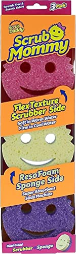 Scrub Daddy Scrub Mommy Sponges - Dish Scrubber + Non-Scratch Cleaning Sponges Kitchen, Bathroom + Multi-Surface Safe - Stain + Odor Resistant Dual-Sided Dish Sponges for Scrubbing (3 Count) - size: 3 Count (Pack of 1), style: Scrub Mommy