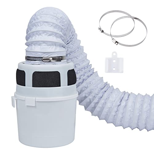 3 IN 1 Indoor Dryer Vent Kit Filter Bucket for Electric Dryers with 4-Inch by 5-Feet Double Layer Proflex Duct (White) - color: with 5 Feet Double Layer White Duct