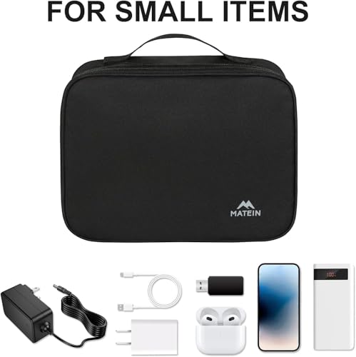 MATEIN Small Electronic Organizer Travel Case, Double Layer Cable Organizer - color: Antique Black, size: Small