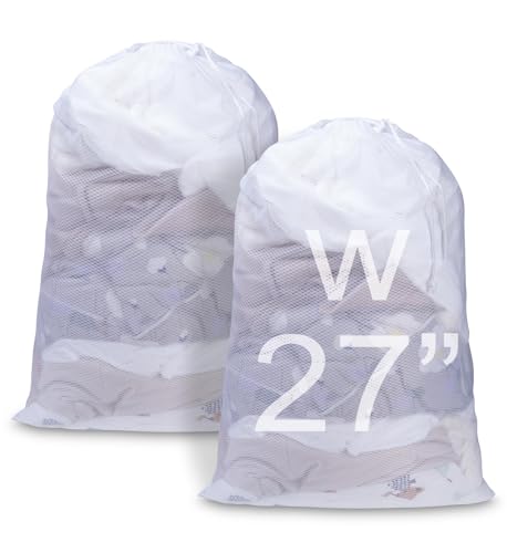Meowoo 2Pcs Large Mesh Laundry Bag, 27×36inch - color: White-2pcs, size: 27x36 inch