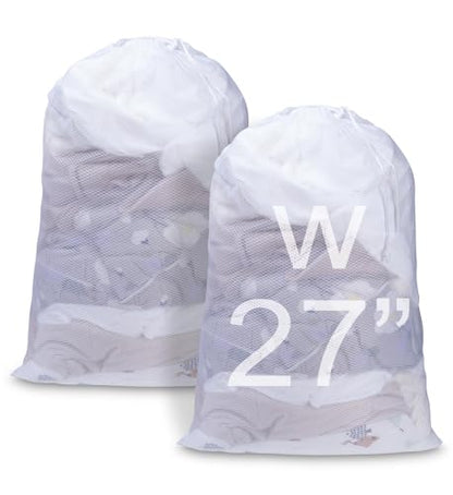 Meowoo 2Pcs Large Mesh Laundry Bag, 27×36inch - color: White-2pcs, size: 27x36 inch