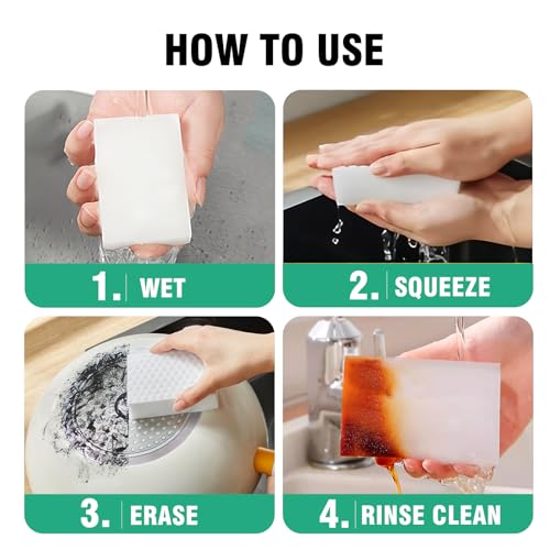 Magic Sponges Cleaning Eraser 10 Pack, 2X Compressed Melamine Sponge Cleaner, Melamine Foam All Purpose Cleaning Pads, Heavy Duty Stain Remover for Home Kitchen Bathroom Sneaker Car