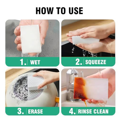 Magic Sponges Cleaning Eraser 10 Pack, 2X Compressed Melamine Sponge Cleaner, Melamine Foam All Purpose Cleaning Pads, Heavy Duty Stain Remover for Home Kitchen Bathroom Sneaker Car
